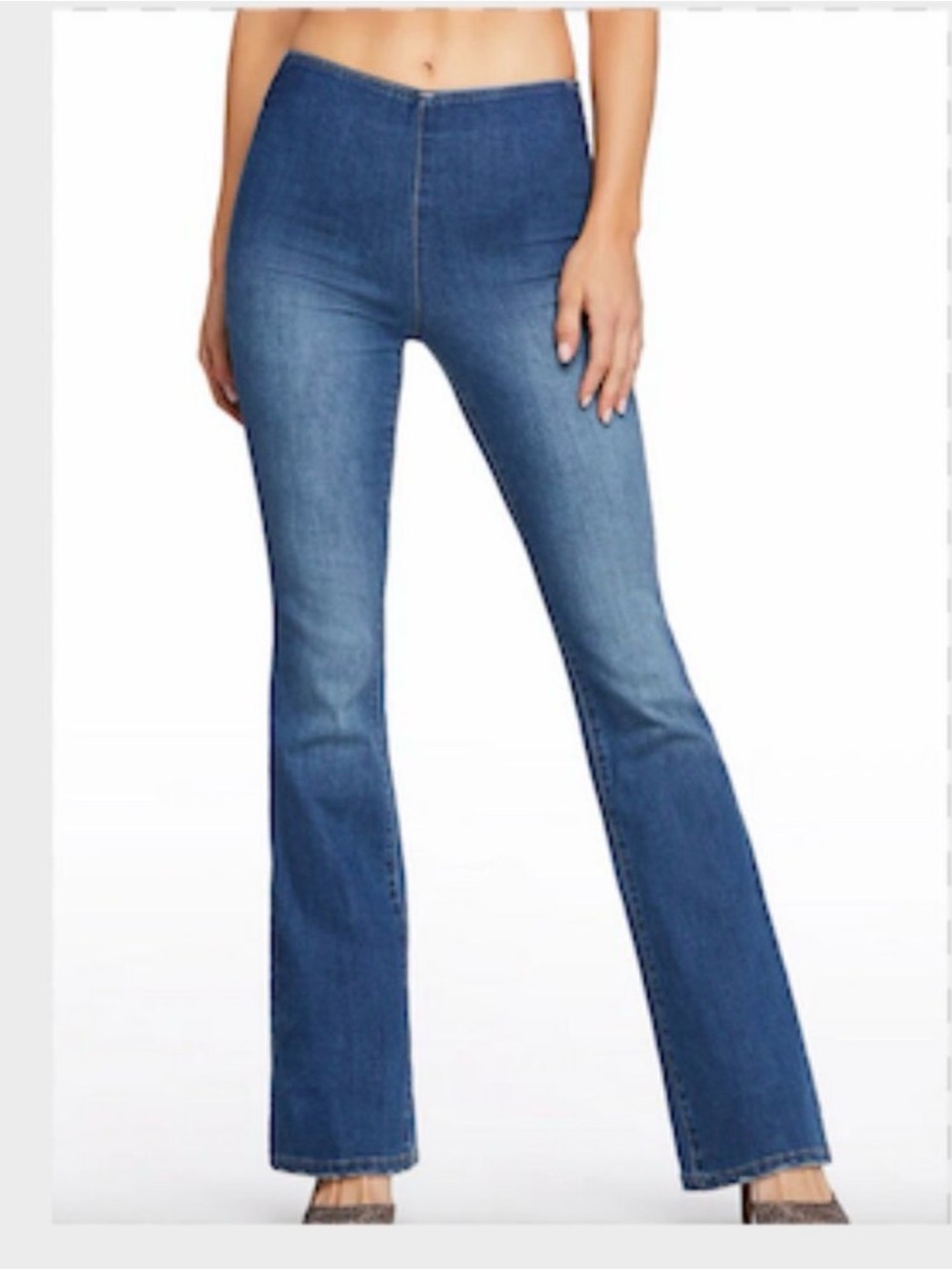 Jessica Simpsom Women's Size 28 Pull-on Flare Jeans Blue Denim Stretch High Rise